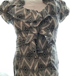 Banana Republic Black and White Ruffle Blouse Sz S